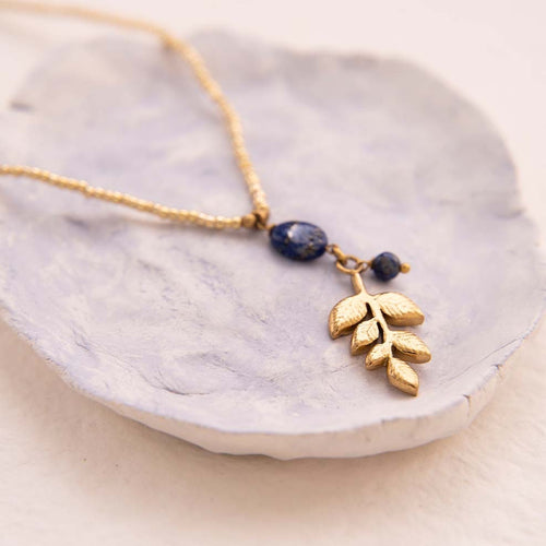 Blessing necklace - gold lapis lazuli