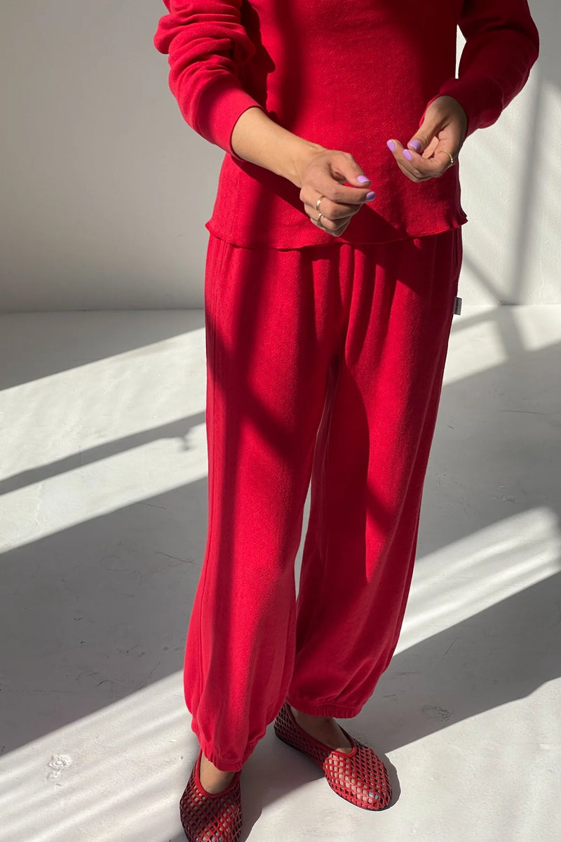 Pointelle Balloon Pants - Red Apple