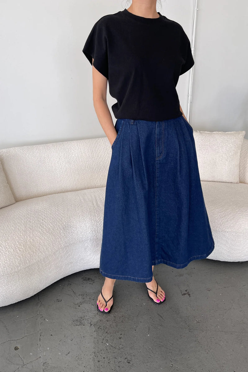 Farm Girl Skirt ( long version)- Raw Denim