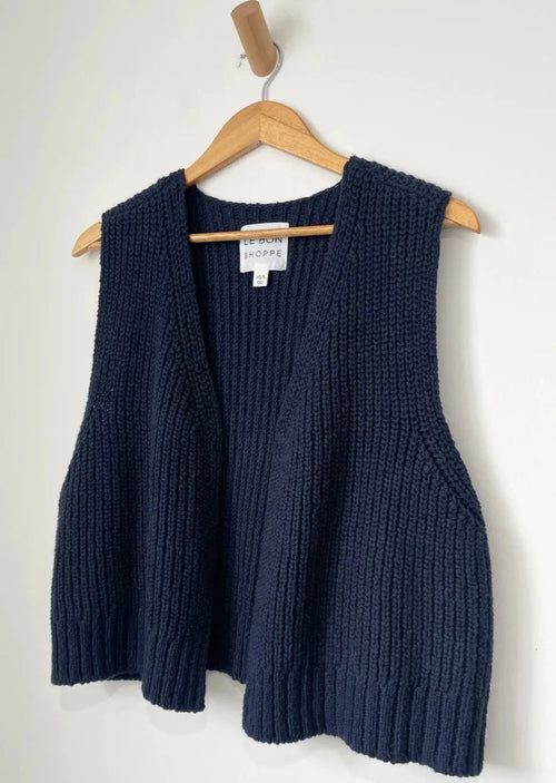Granny Cotton Sweater Vest navy