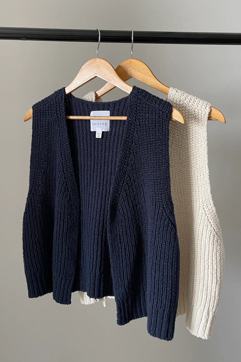 Granny Cotton Sweater Vest - Navy