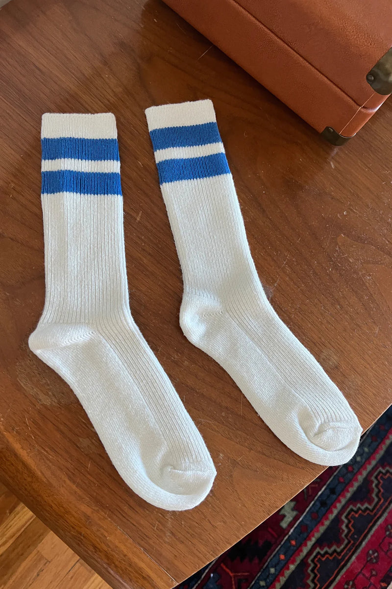 Grandpa Varsity Socks - Sugar + Blue Stripe