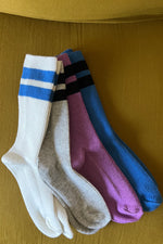 Grandpa Varsity Socks - Sugar + Blue Stripe