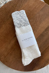 Color Block Cottage Socks - White linen/Heather grey