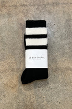 Grandpa Varsity Socks - Black + Sugar stripe
