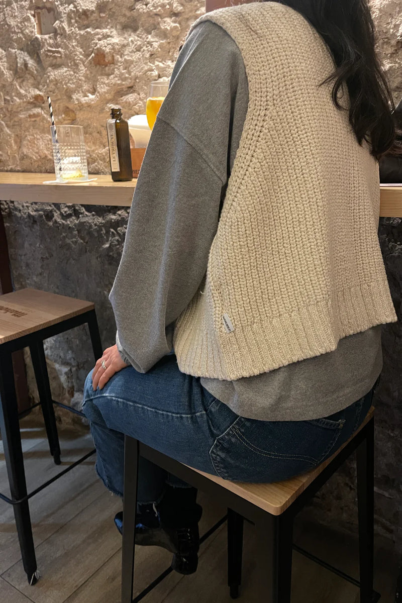 Granny Cotton Sweater Vest - Naturel