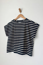 Manon Tee - white stripe on navy