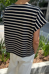 Manon Tee - white stripe on navy