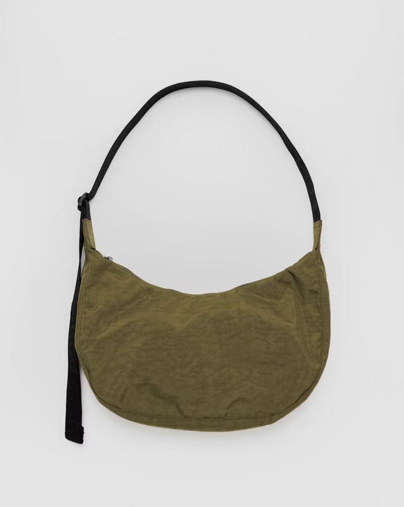 Medium Nylon Crescent Bag -  Seaweed