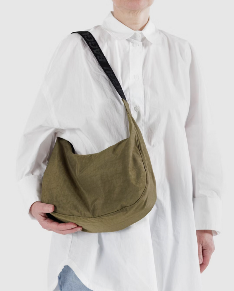 Medium Nylon Crescent Bag -  Seaweed