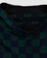 Medium Nylon Crescent Bag -  Navy Green Check