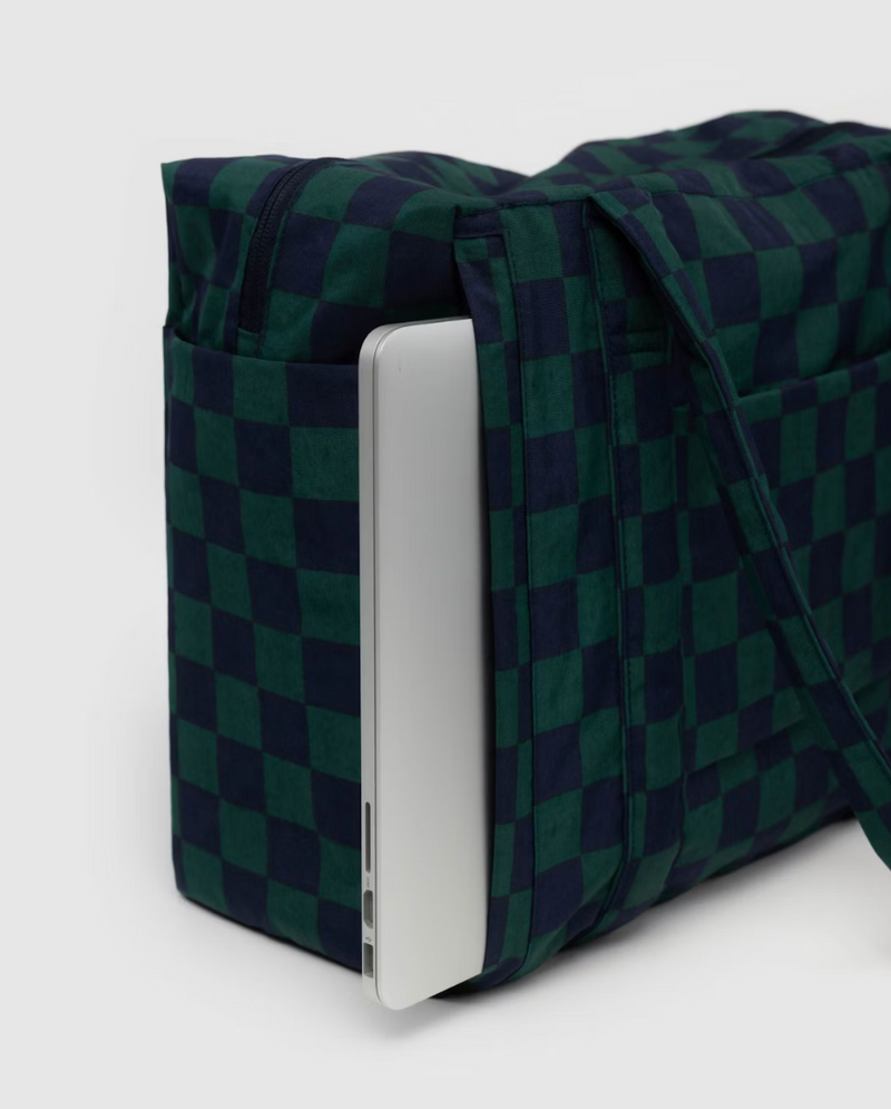 Small Cloud Carry-On  -  Navy Green Check