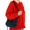 Small Nylon Crescent Bag -  Navy Green Checks