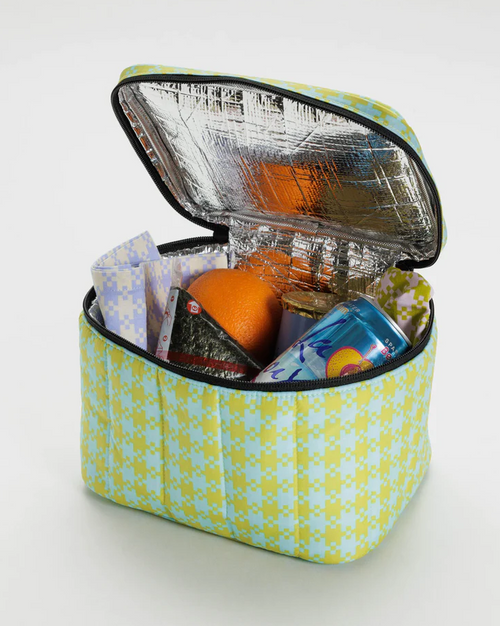 Puffy Lunch Bag -  Mint Pixel Gingham