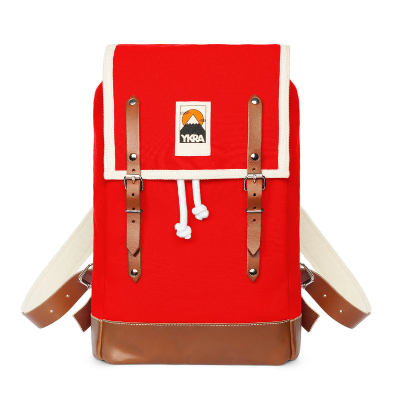Matra Mini Leather Strap & Bottom Backpack - Red