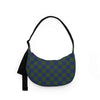 Small Nylon Crescent Bag -  Navy Green Checks