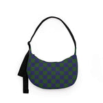 Small Nylon Crescent Bag -  Navy Green Checks