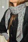 Leopard Wool scarf - Acier