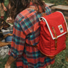 Matra Mini Leather Strap & Bottom Backpack - Red