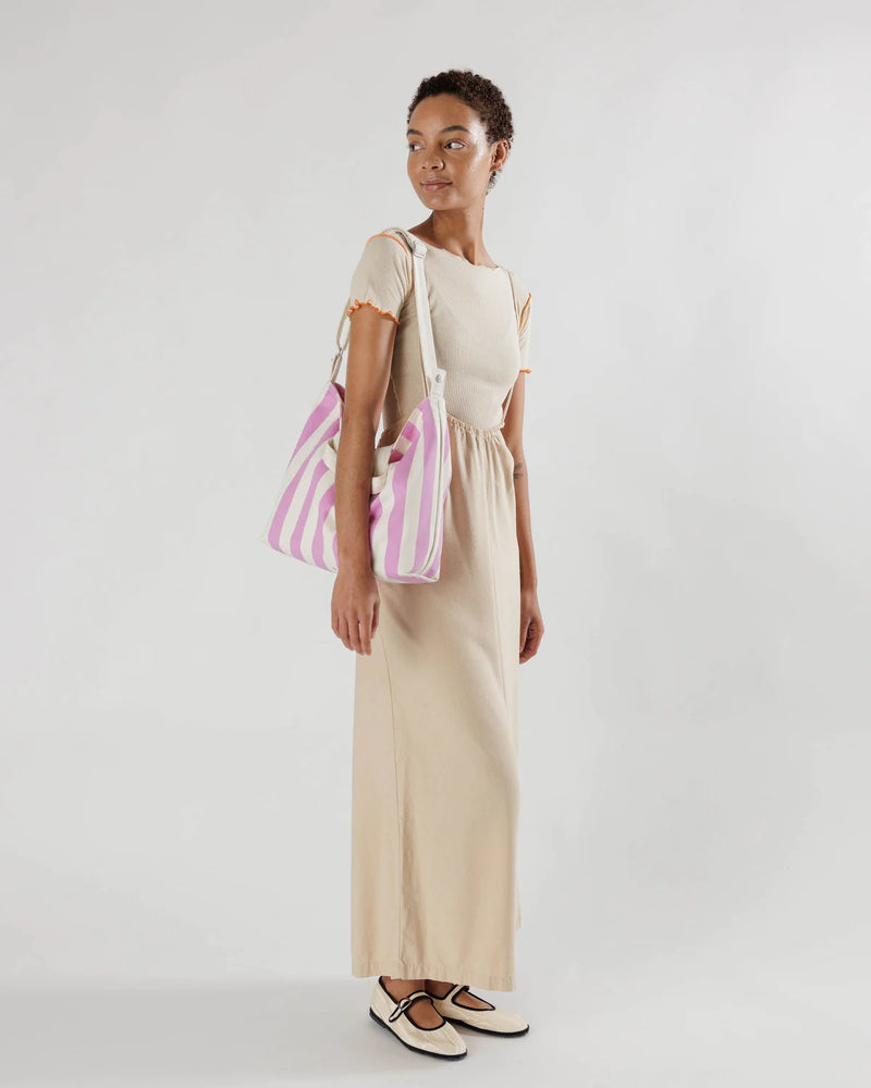 Horizontal Zip Duck Bag - Pink Awning Stripes