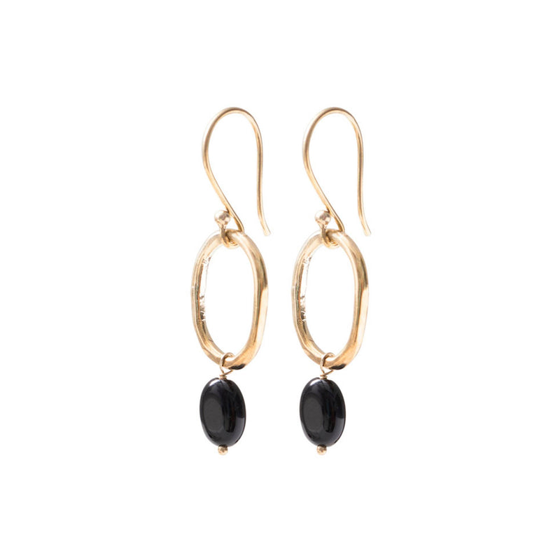 Graceful Black Onyx Gold Earrings