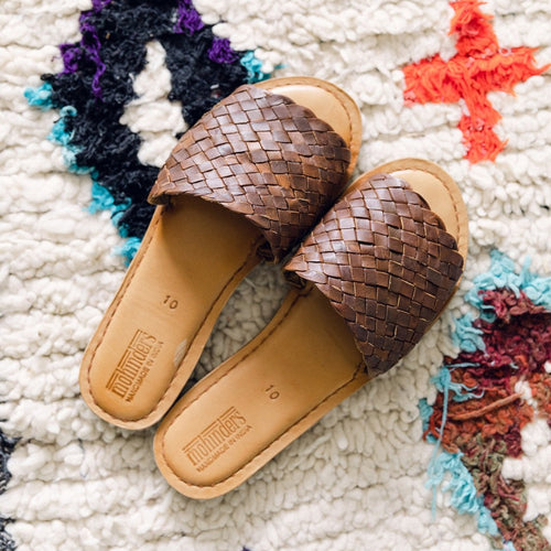 woven sandals oiled brown