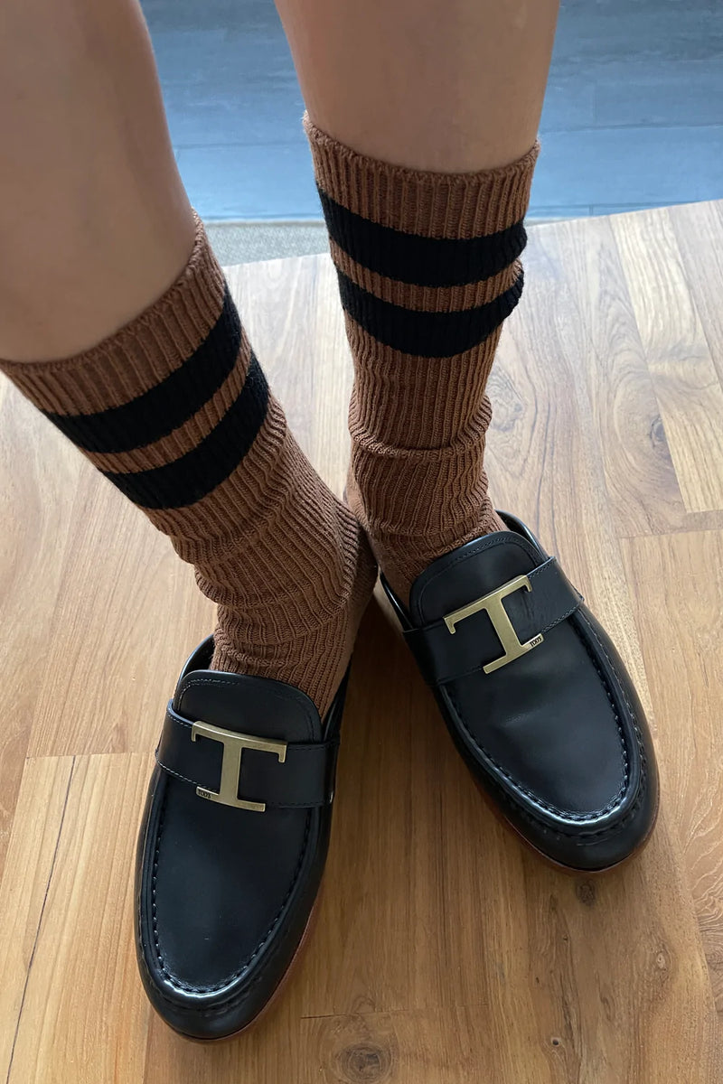 Grandpa Varsity Socks - Tawny + Black stripe