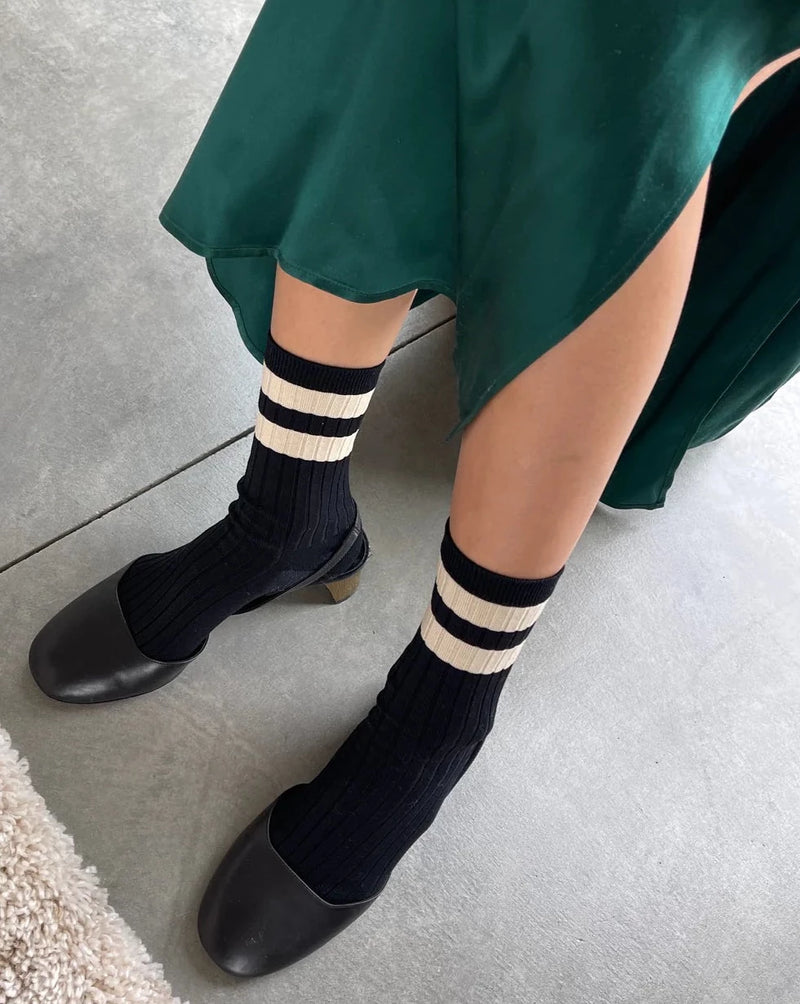 Her Socks Varsity - Black