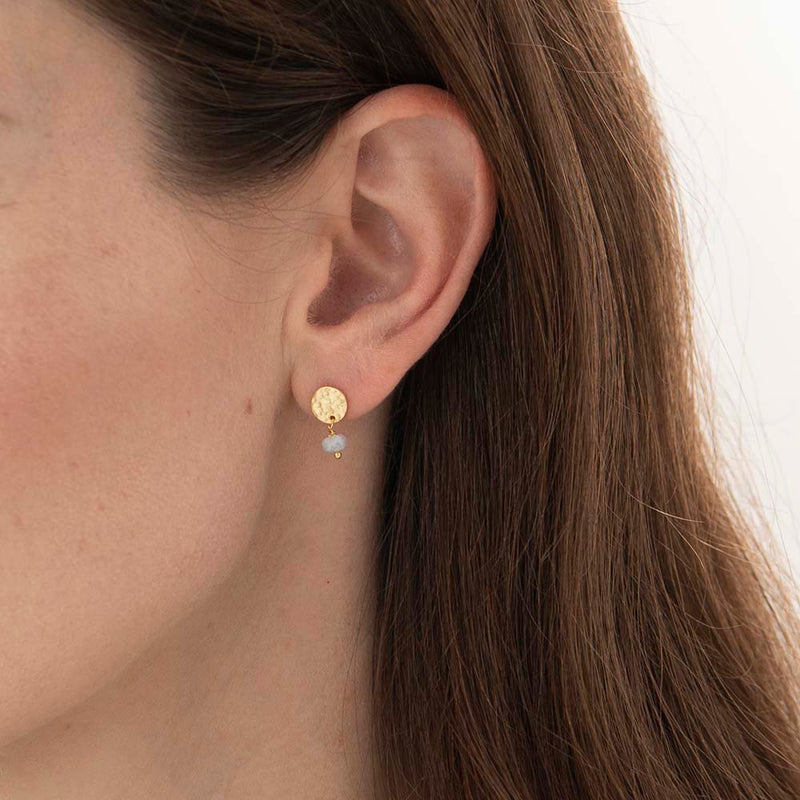 Mini Coin Earrings - Moonstone Gold
