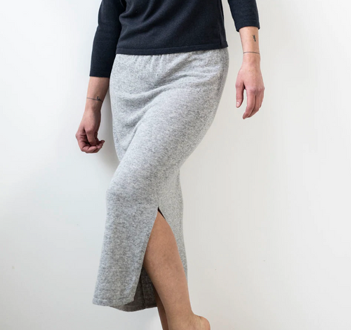 knitted pencil skirt grey