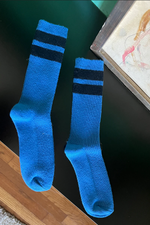 Grandpa Varsity Socks - Blue + Navy stripe