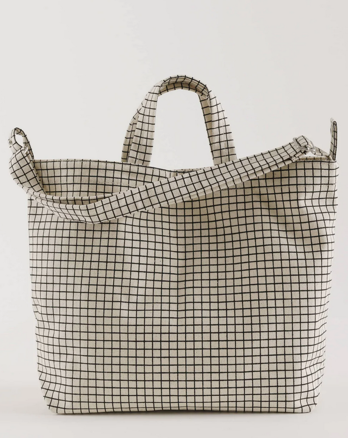 Horizontal Zip Duck Bag - Natural Grid