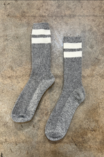 Grandpa Varsity Socks - Stone + Sugar stripe