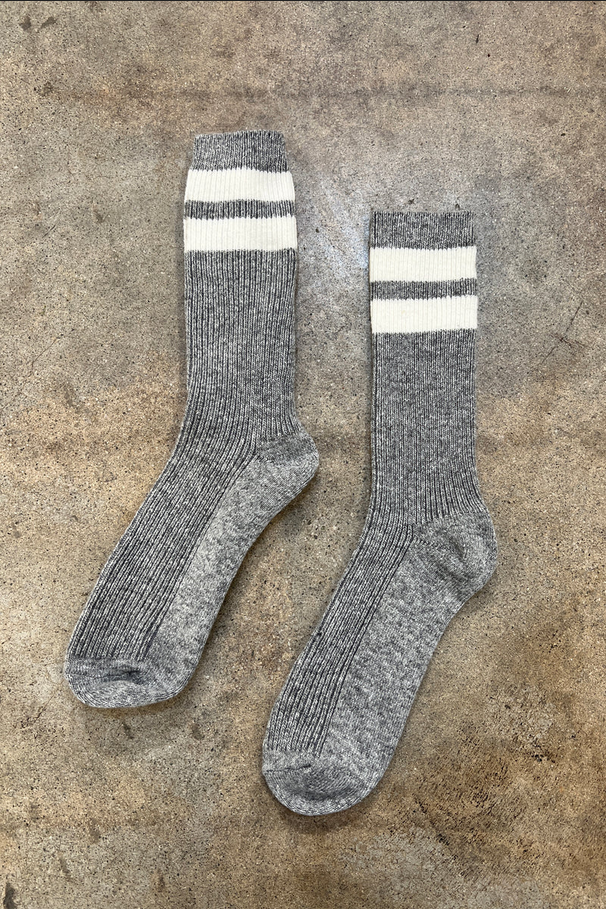 Grandpa Varsity Socks - Stone + Sugar stripe