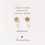 mini coin earrings - moonstone gold