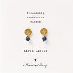 Mini Coin Earrings - Lapis Lazuli Gold