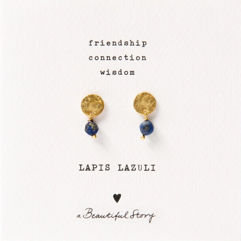 Mini Coin Earrings - Lapis Lazuli Gold